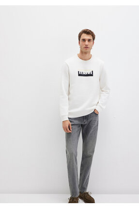 Logo Baskılı Ekru Sweatshirt 0S10203-70057 Image 0