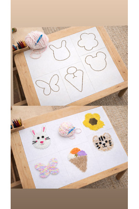 🧵 Montessori İplik Geçirme Seti – MDF Örgü kiti| 5’li Eğitim Seti Image 0