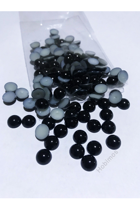 50 Adet 8 mm Siyah Yarım İnci Boncuk - 8mm Kesik Yapıştırılabilir Süsleme Boncuğu Image 0