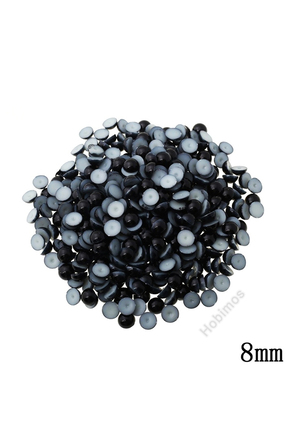 50 Adet 8 mm Siyah Yarım İnci Boncuk - 8mm Kesik Yapıştırılabilir Süsleme Boncuğu Image 2