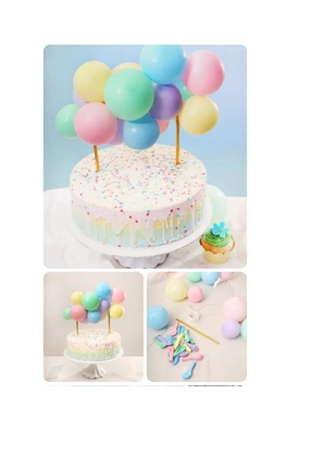 Gökkuşağı Makaron Mini Balon Pasta Seti Image 1