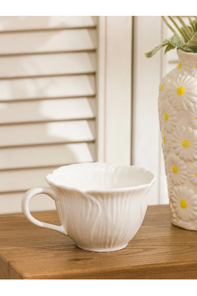 LCW HOME Beyaz Desenli Porselen Kupa 280 Ml Image 1