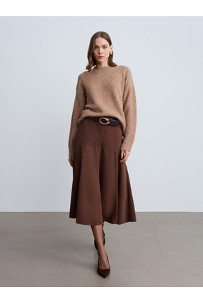 10640 Bisiklet Yaka Yumuşak Dokulu Kazak-K.Bej Mel. Image 4