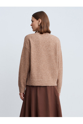 10640 Bisiklet Yaka Yumuşak Dokulu Kazak-K.Bej Mel. Image 2