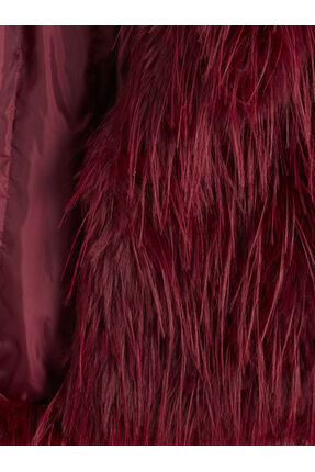 Bordo Kız Çocuk Kürk Mont Image 1