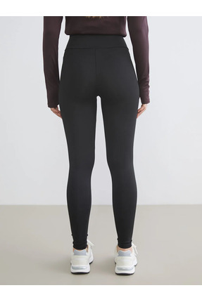 Siyah Yüksek Bel Toparlayıcı Kadın Spor Tayt Image 2
