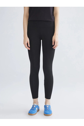 Siyah Yüksek Bel Toparlayıcı Kadın Spor Tayt Image 3
