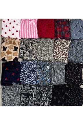 Yumoş Kadifemsi Süet desenli Battal Pijama Rahat Kalıp-Desen Kırmızı Mix Image 5