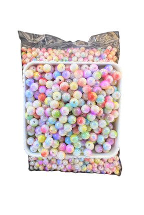 8 mm Pastel Işıltılı Boncuk – İnci Efektli Plastik Boncuk (25 Gram) Image 2