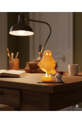 Sevimli Hayalet Kedi Yürüyüşü Pilli LED Gece Lambası Image 2