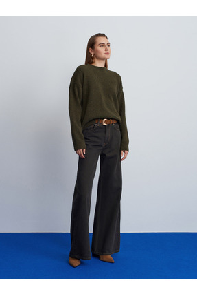 10640 Bisiklet Yaka Yumuşak Dokulu Kazak-Haki Image 4