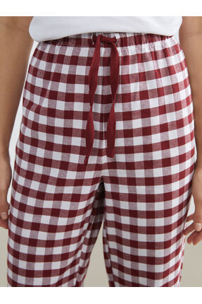 Peak Yeni Sezon Beli Lastikli Ekose Kadın Pijama Altı Image 2