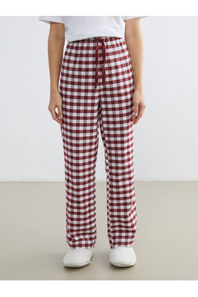 Peak Yeni Sezon Beli Lastikli Ekose Kadın Pijama Altı Image 1