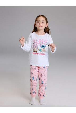 Peak Yeni Sezon Lilo & Stitch Baskılı Kız Çocuk Pijama Takımı Image 1