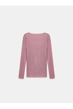 32122 Kayık Yaka Modal Kaşmir Ultra Hafif Bluz-Gül Image 5