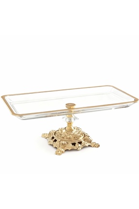 Gold Detaylı Metal Ayaklı 4'lü Cam Sunum Seti Image 4