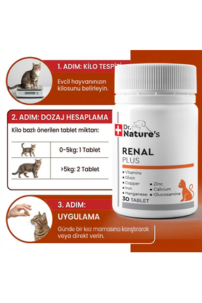 Kedi Renal Destek – Böbrek ve Sağlığını Destekleyici Takviye 30 Tablet Image 2