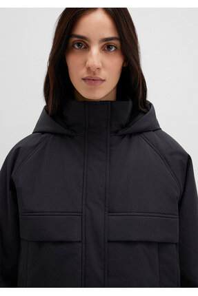 Su İtici Kapüşonlu Siyah Ceket 1110348-900 Image 6