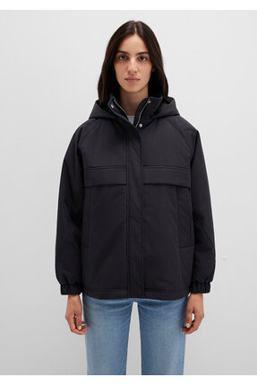 Su İtici Kapüşonlu Siyah Ceket 1110348-900 Image 4