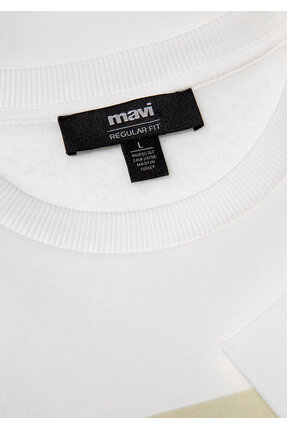 Logo Baskılı Ekru Sweatshirt 0S10203-70057 Image 5