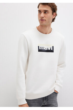 Logo Baskılı Ekru Sweatshirt 0S10203-70057 Image 1