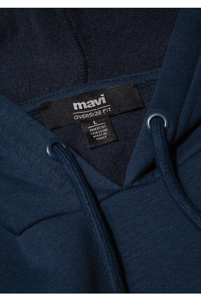 Logo Baskılı Kapüşonlu Lacivert Sweatshirt 067149-29743 Image 7