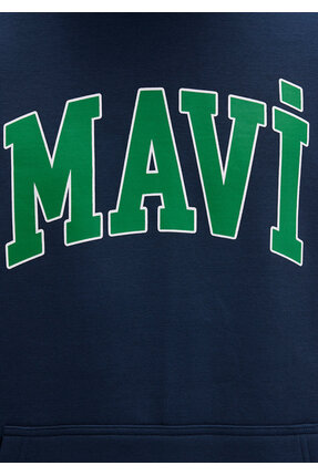 Logo Baskılı Kapüşonlu Lacivert Sweatshirt 067149-29743 Image 6