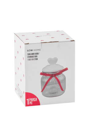 LCW HOME Renksiz Kalp Kapaklı Cam Kavanoz 20 Cm Image 3