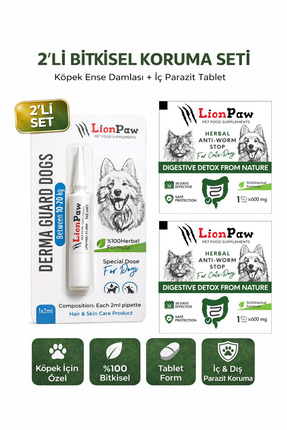 2'li Set Köpek 10-20 Kg İç Dış Anti Parazit Bitkisel 1 Ense Damla Ve 2 Tablet Seti Image 0