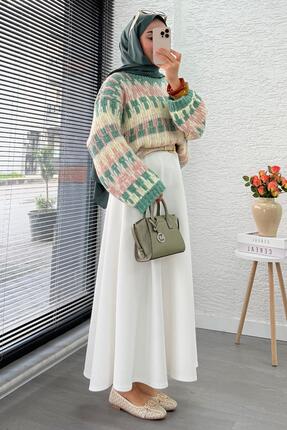 Pinterest Model Balon Kol Kısa Triko Kazak -Yeşil Image 1