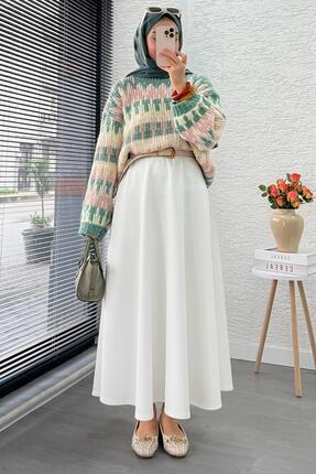 Pinterest Model Balon Kol Kısa Triko Kazak -Yeşil Image 2