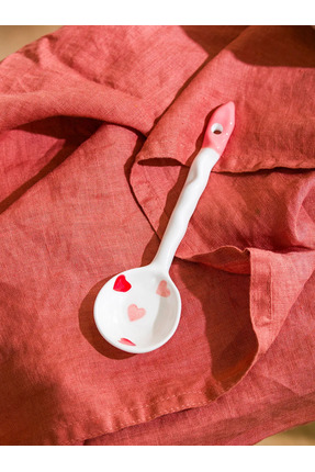 LCW HOME Sevgililer Günü Beyaz Kalp Desenli Seramik Kaşık Seti 4'lü Image 1