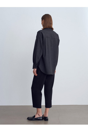 72245 Kemerli Pileli Kumaş Pantolon-Siyah Image 2