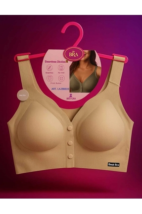 BRA ÖNDEN DÜĞMELİ LAZER KESİM BALENSİZ DİKİŞSİZ SÜTYEN Image 1