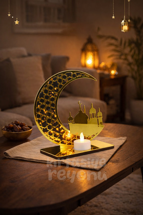 Cami Figürlü Led Mumlu Dekoratif Ahşap ve Pleksi Demonte Dekor Hediyelik Ürün Image 1