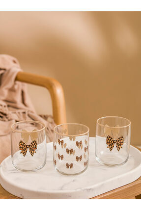 UZG Store'den Stilinizi Oluşturun Karışık Fiyonk Baskılı Cam Bardak 3'lü 280 ml Image 1