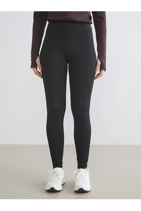 Siyah Yüksek Bel Toparlayıcı Kadın Spor Tayt Image 1