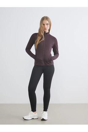 Siyah Yüksek Bel Toparlayıcı Kadın Spor Tayt Image 3