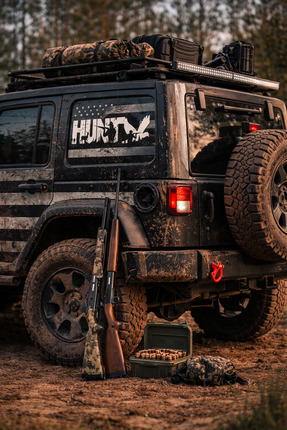 HUNT Avcı Sticker | Arazi Aracı & Pickup İçin | 40×10 cm Folyo Kesim - Offroad Dağcı Çıkartması Image 2