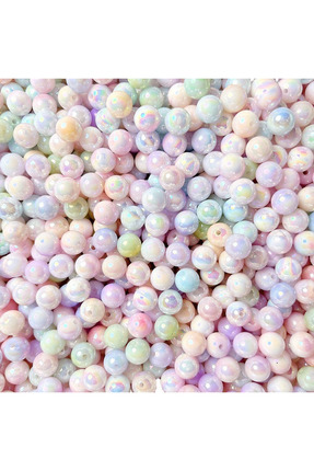 8 mm Pastel Işıltılı Boncuk – İnci Efektli Plastik Boncuk (25 Gram) Image 0
