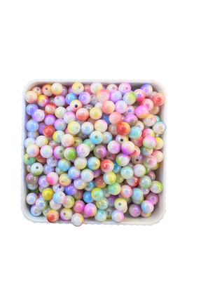 8 mm Pastel Işıltılı Boncuk – İnci Efektli Plastik Boncuk (25 Gram) Image 1