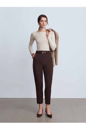 32122 Kayık Yaka Modal Kaşmir Ultra Hafif Bluz-Taş Image 3