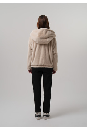 KADIN MONT Kapüşonlu Kadın Peluş Rabit Mont Image 5