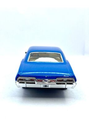 1:43 1967 Mavi Chevrolet Impala Çek Birak Metal Araba Image 3