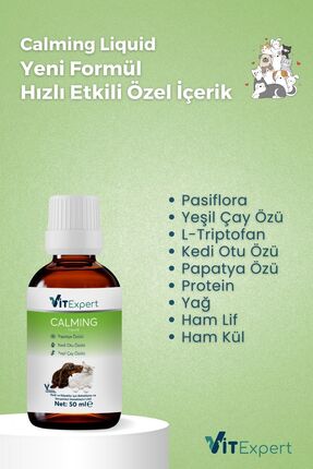 %100 Doğal Anti Stress Kedi Ve Köpekler Için Sakinleştirici Ve Rahatlatıcı Calming Liquid Damla 50ml Image 5