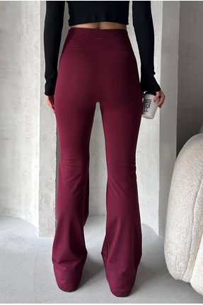 Oys Kadın Yüksek Bel Toparlayıcı Geniş Kemer Penye İspanyol Paça Tayt Image 2