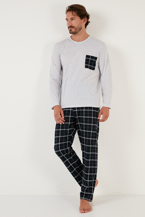 Ekoseli Cepli Beli Lastikli % 100 Pamuk Regular Fit Pijama Takımı Erkek PİJAMA TAKIMI 657200 Image 1