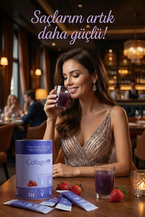 Premium Kolajen Powder 10g X 30 Şase Biotin & Multivitamin Çilek Aromalı Image 2