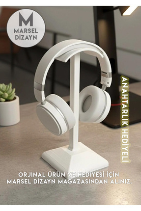 Dekoratif Gamer Kulaklık Standı - Kulaklık Tutucu - BEYAZ - 24 CM - Anahtarlık Hediyeli Image 2