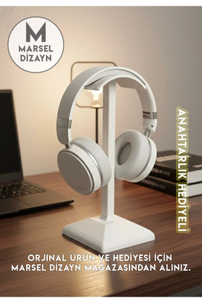 Dekoratif Gamer Kulaklık Standı - Kulaklık Tutucu - BEYAZ - 24 CM - Anahtarlık Hediyeli Image 0